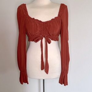 Cotton Candy LA Brown/Orange Crop Top (Size M)